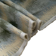 Patterned Velvet Upholstery - Designer Remnant - Blue/Beige/Green