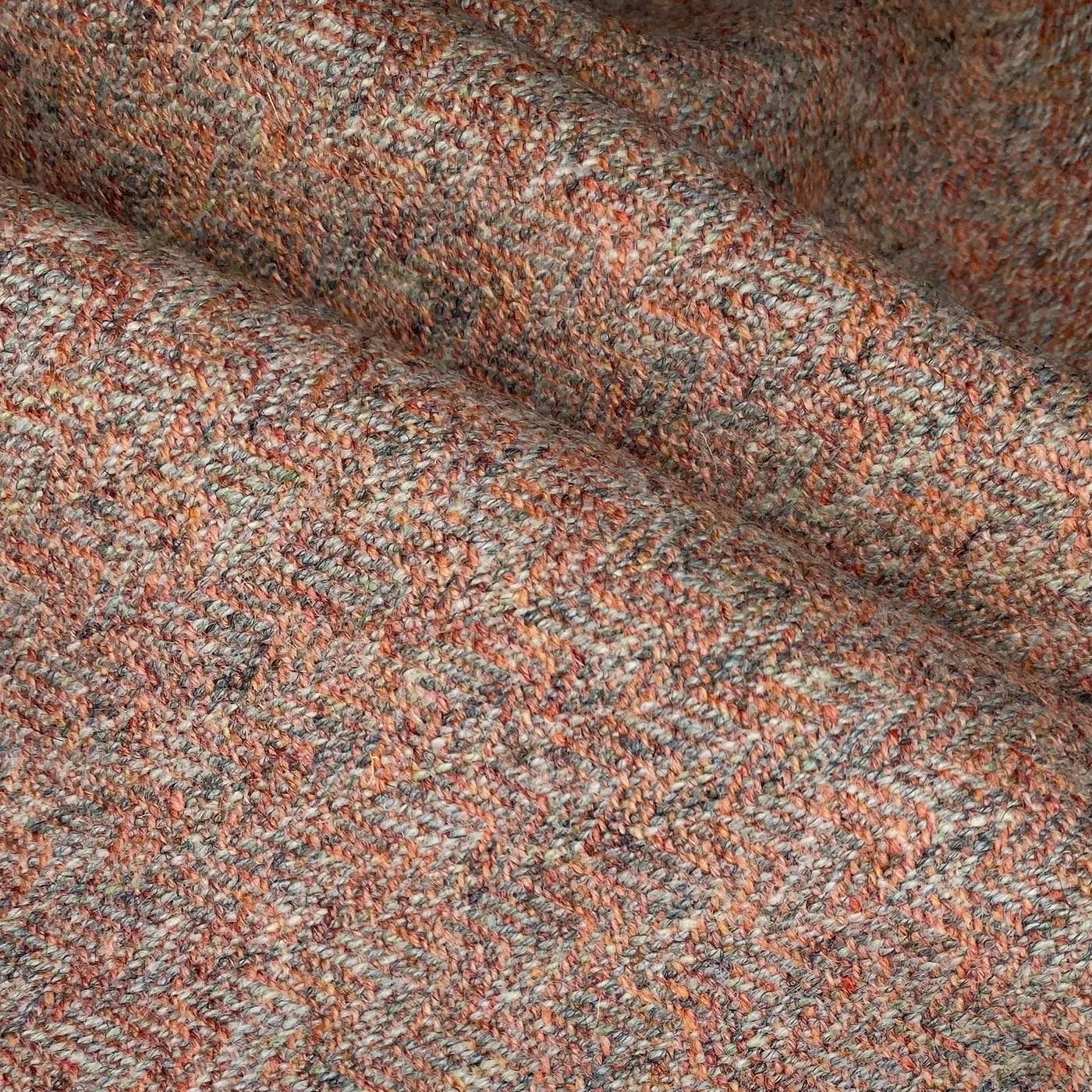 Wool Coating - Herringbone - Pink/Grey