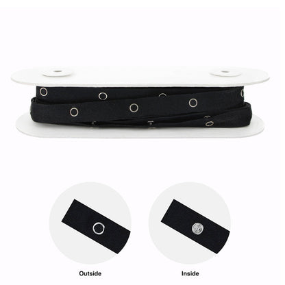 Metal Snaps Tape - 18mm - Per Yard - Black