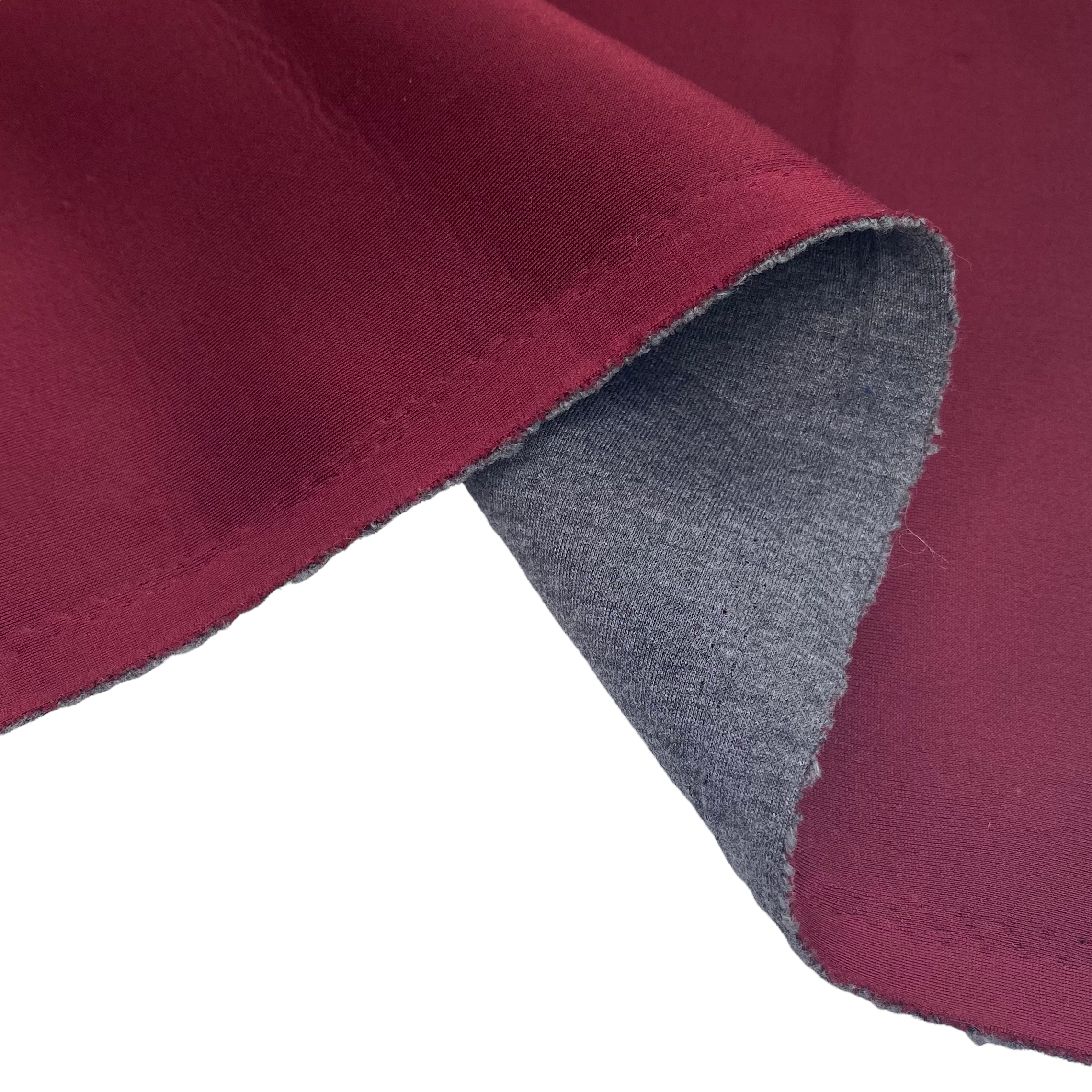 Stretch Bonded Scuba Knit - Burgundy/Heather Grey