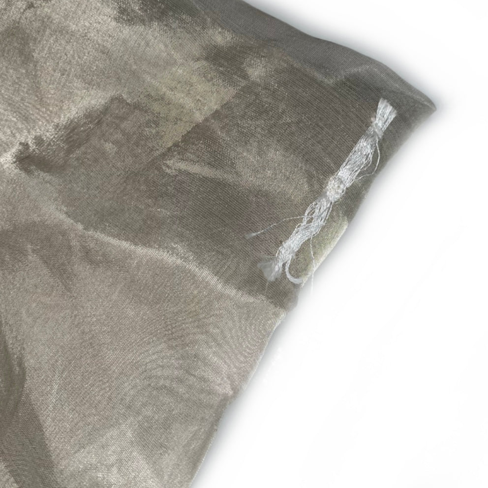 Embroidered Silk Organza - Silver/White