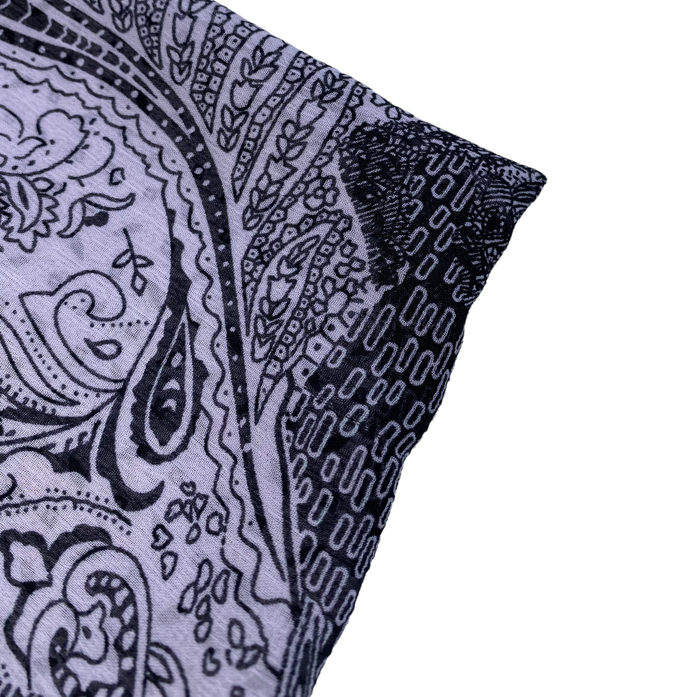 Paisley Printed Crinkled Polyester Chiffon - Pink/Black