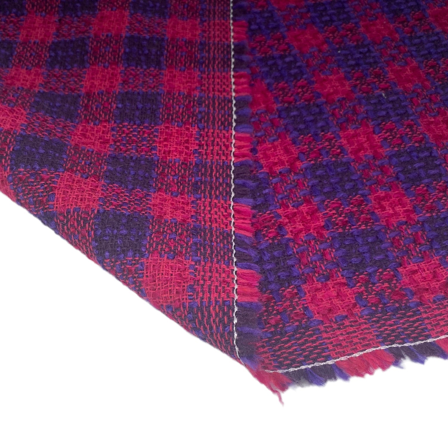 Plaid Coating Wool Blend - Pink/Purple