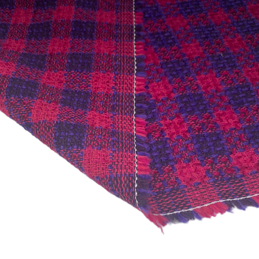 Plaid Coating Wool Blend - Pink/Purple