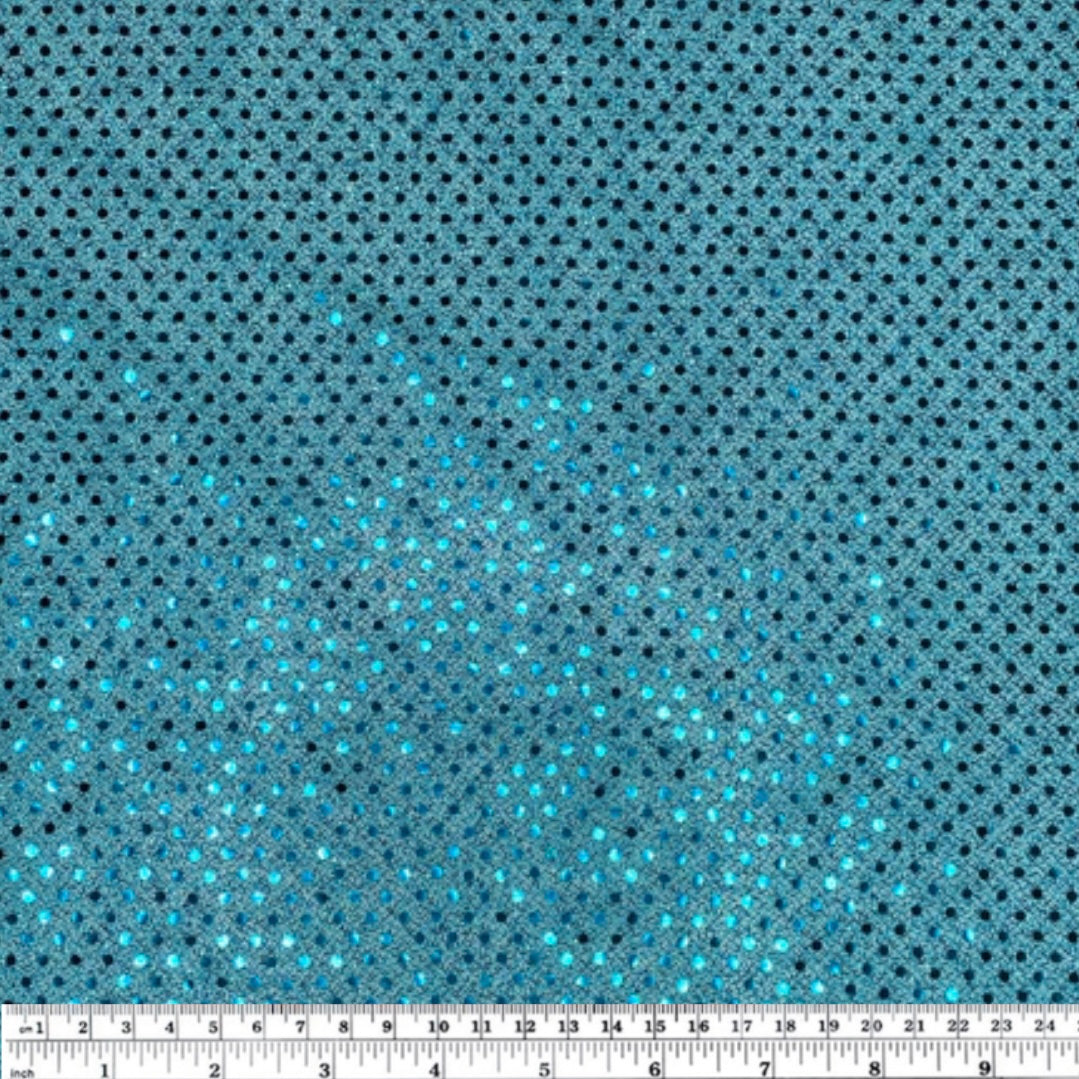 Faux Small Sequin Shiny Confetti Dot Knit - 46” - Aqua