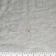 Embroidered Beaded Crinkled Silk Chiffon - White