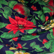 Printed Cotton - Poinsettia - Navy