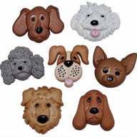 Novelty Buttons Fuzzy Faces - 7pcs