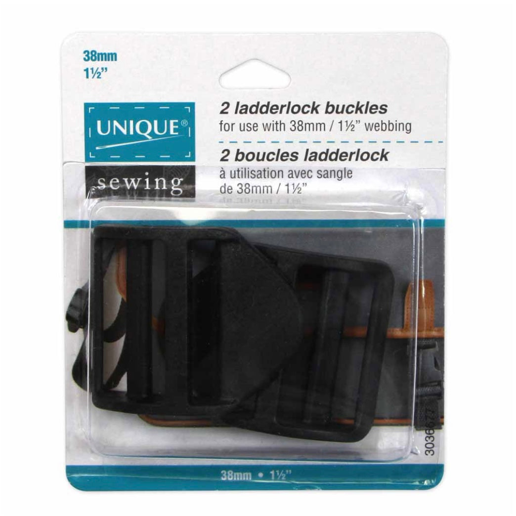 Plastic Ladderlock Buckle - 32mm (1 1/4″) - Black - 2 pcs