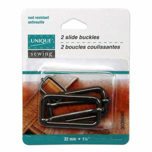 Metal Slide Buckle - 32mm (1 1/4″) - Gunmetal - 2 pcs