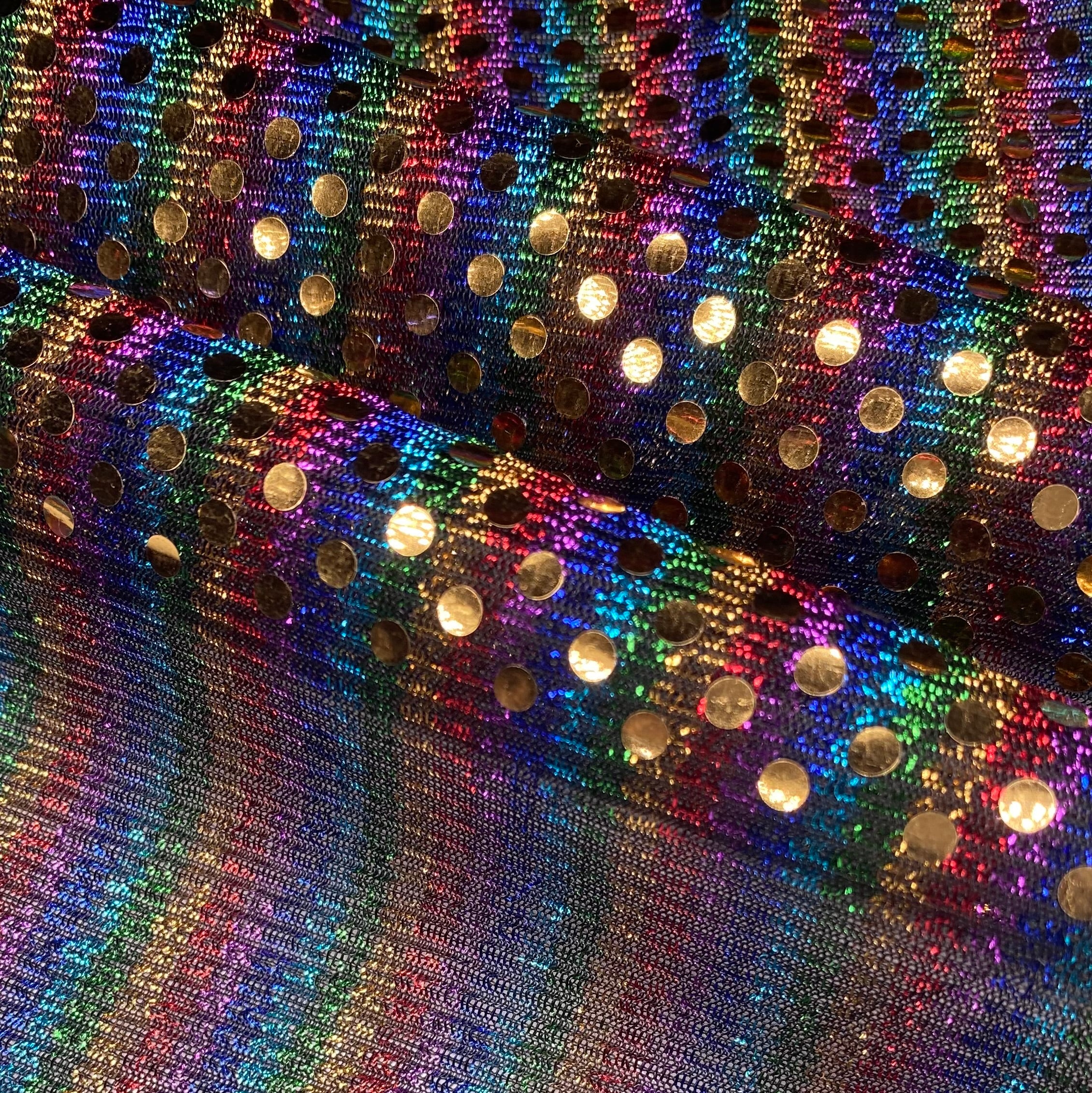 Faux Sequin - 44” - Rainbow/Gold