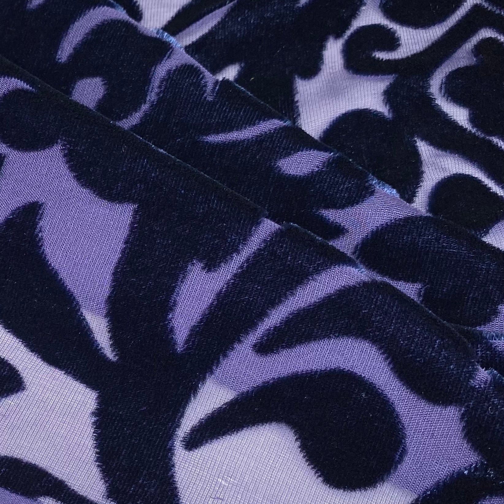 Burnout Silk Chiffon - Navy