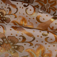 Metallic Floral Polyester Brocade - Orange/Gold