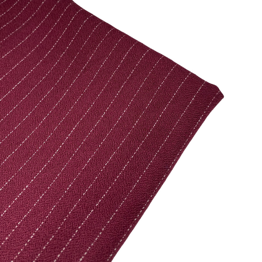 Pin Striped Wool Crepe - Burgundy/White