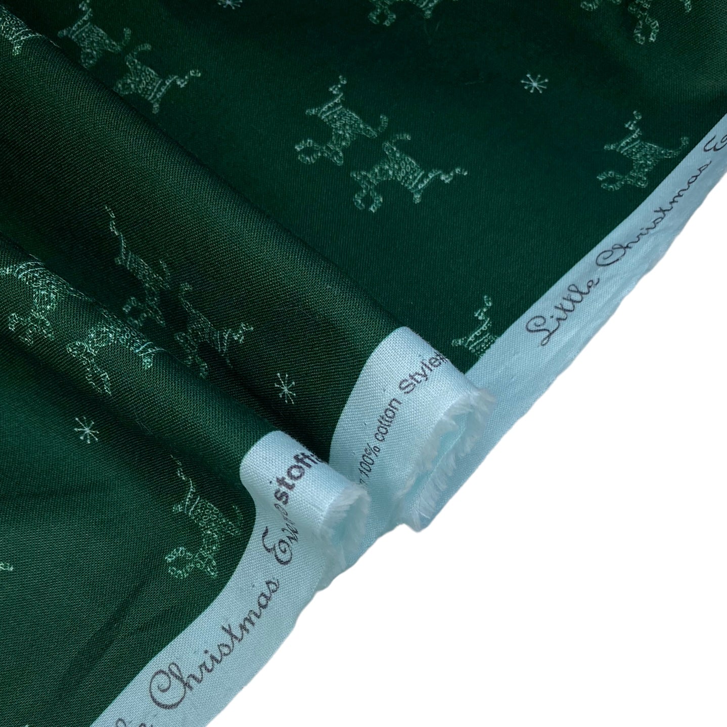 Quilting Cotton - Little Christmas Reindeer - 44” - Green