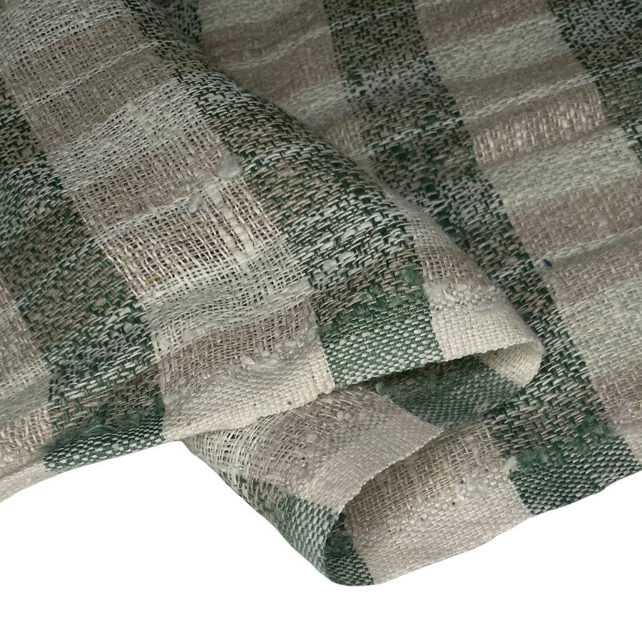 Plaid Linen - Beige/Green/Off White