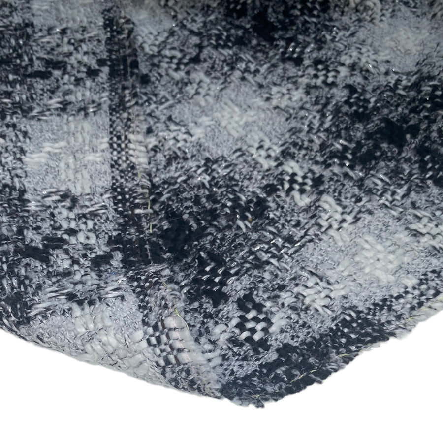 Soft Faux Wool Tweed Boucle Coating - Black/Grey/White/Silver