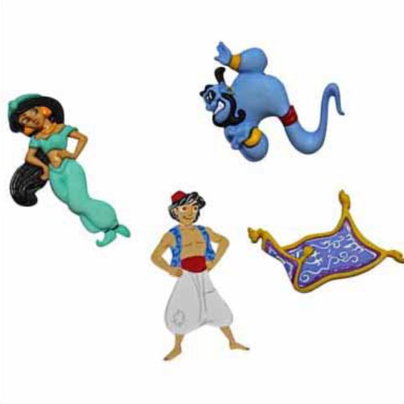 Novelty Buttons - Aladdin & Jasmine - 4pcs
