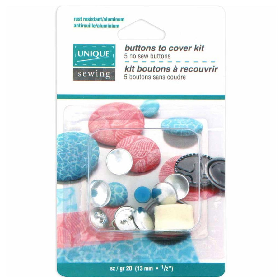 Buttons to Cover Kit with Tool - Size 20 - 12mm (1/2″) - 5 sets