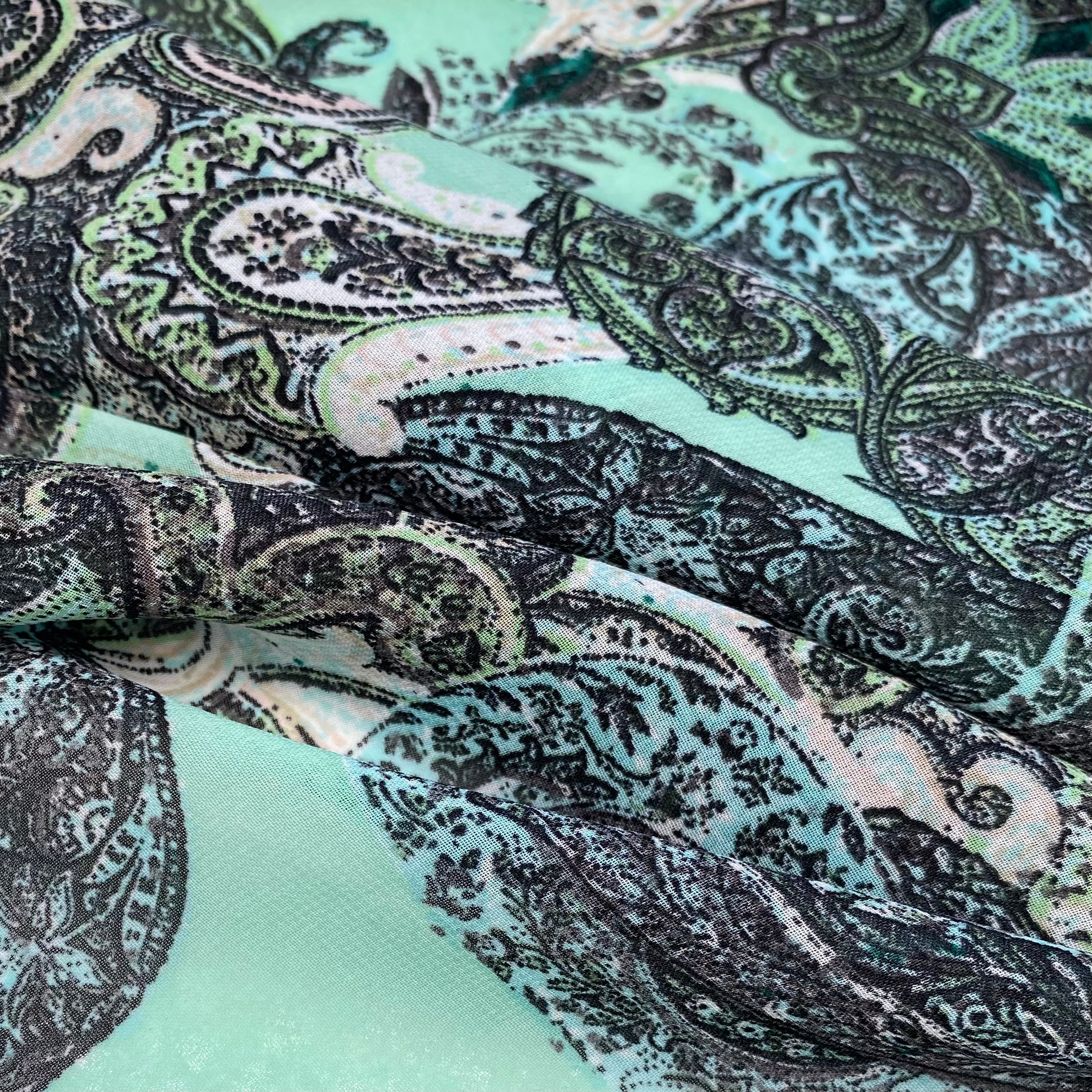 Paisley Polyester Chiffon - 58” - Mint