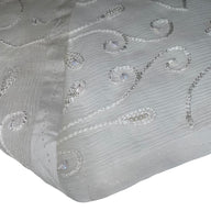 Embroidered Beaded Crinkled Silk Chiffon - White