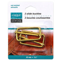 Metal Slide Buckle - 32mm (1 1/4″) - Gold  - 2 pcs