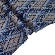 Patterned Polyester Knit - Argyle - Blue/Brown