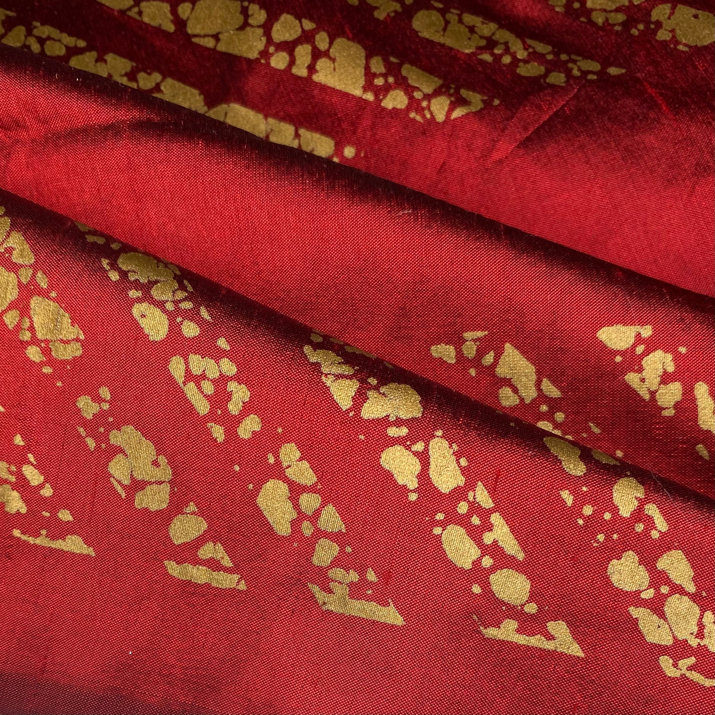 Striped Silk Shantung - Red/Gold