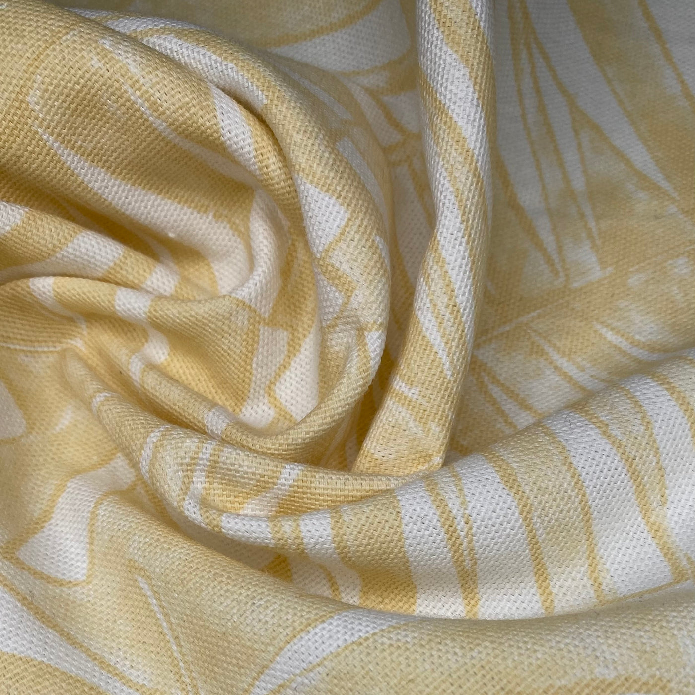 Printed Cotton Canvas Palm Leaves - Yellow/White
