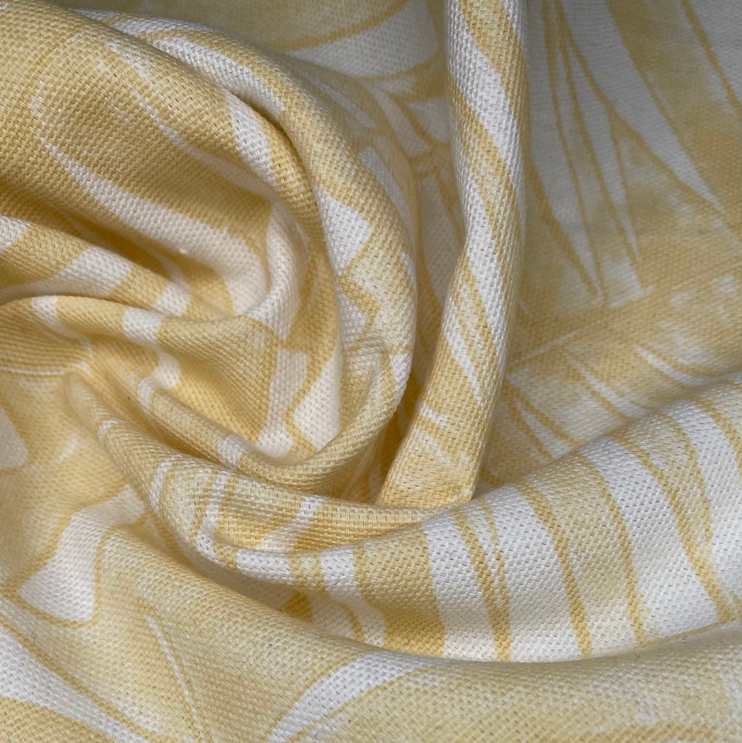 Printed Cotton Canvas Palm Leaves - Yellow/White