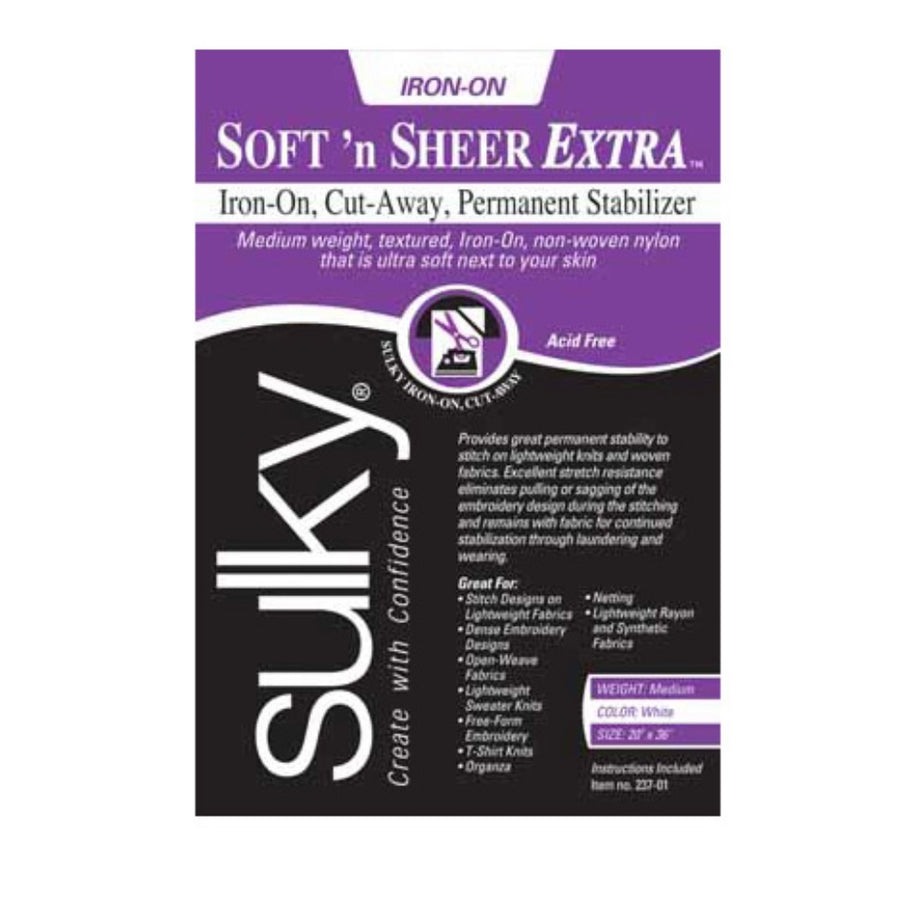 Iron-On Cut-Away Permanent Stabilizer - White - 20″ x 36″
