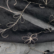 Embroidered Silk Organza - Black/Gold