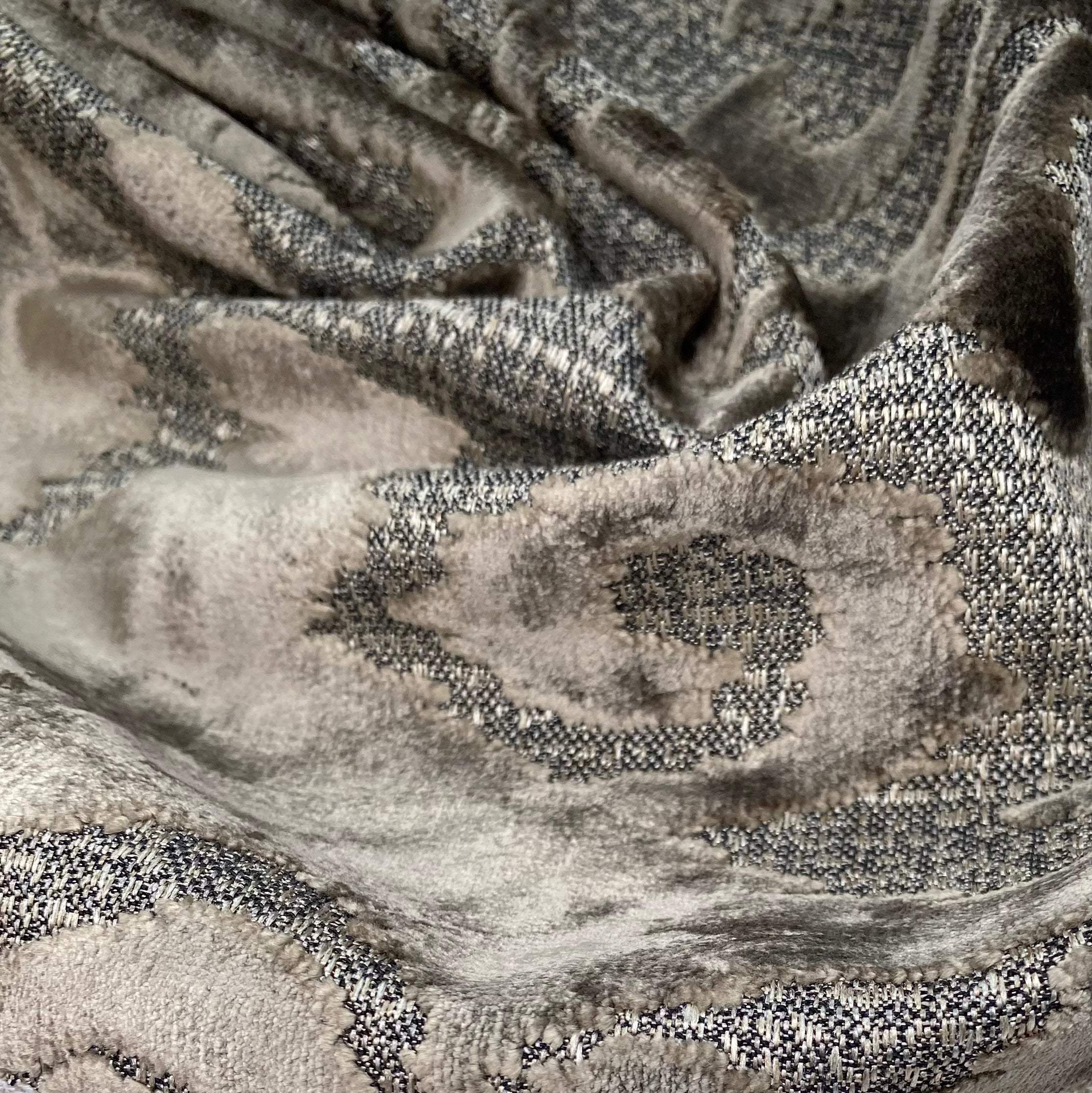 Patterned Velvet Upholstery - Designer Remnant - 1 1/2 Yards