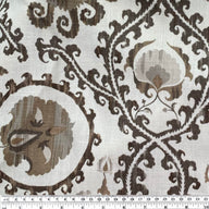Oxus Printed Linen - Designer Remnant - Lewis & Wood - Ivory/Brown