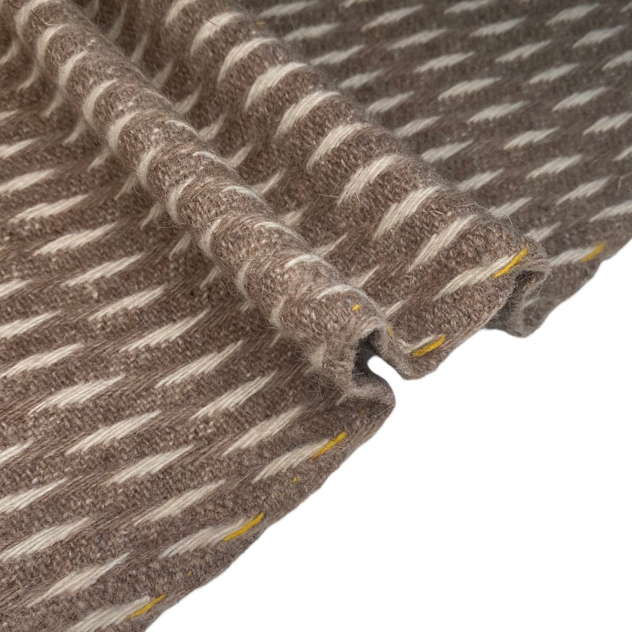 Patterned Wool Coating Diagonal Stripes - Brown/Cream