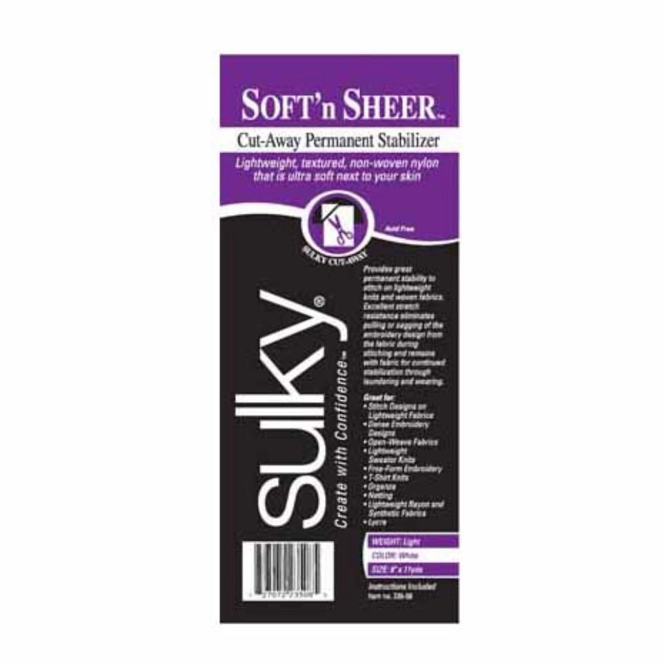 Roll of Soft 'n Sheer Cut Away Stabilizer - White - 20″ x 5 yds