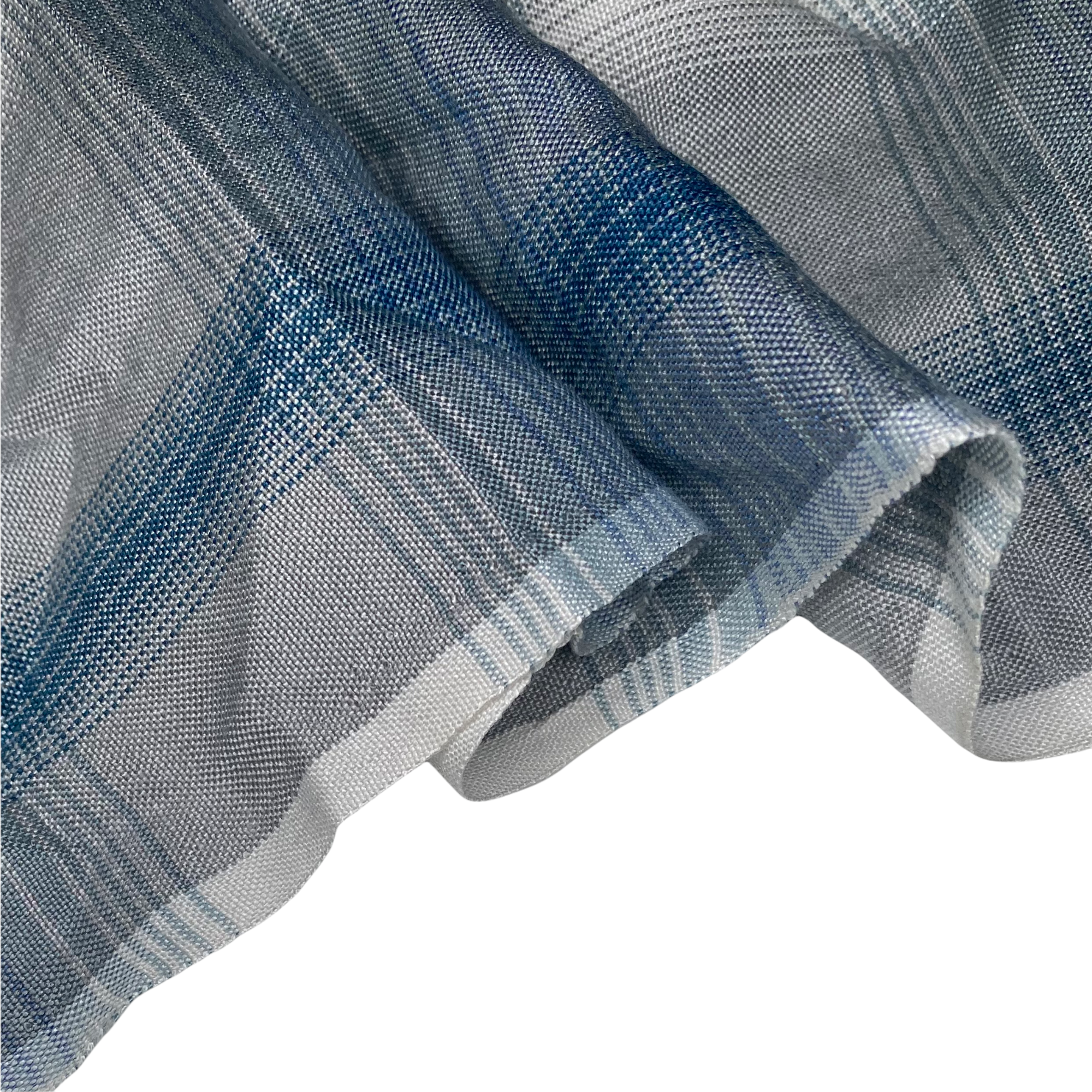 Plaid Rayon Batiste - Grey/Blue/White