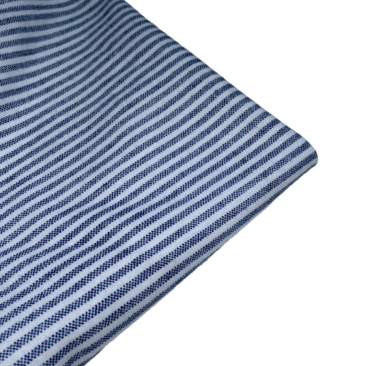 Printed Cotton Flannel - Striped - White/Navy