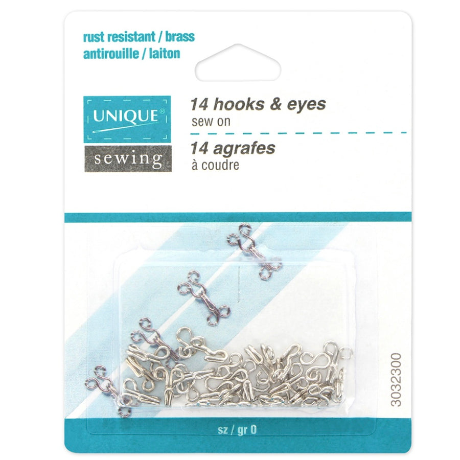 Hooks & Eyes - Silver - Size 0 - 14 Sets