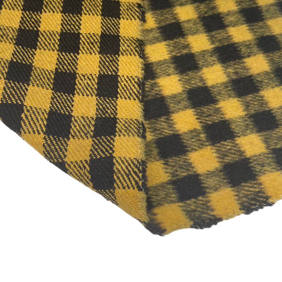 Plaid Wool Blend Coating - Yellow/Black