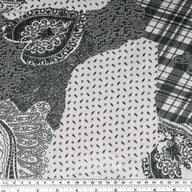 Paisley Printed Crinkled Polyester Chiffon - Pink/Black
