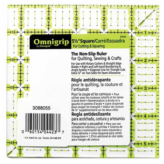 Non Slip Square Ruler - 5 1/2” x 5 1/2”