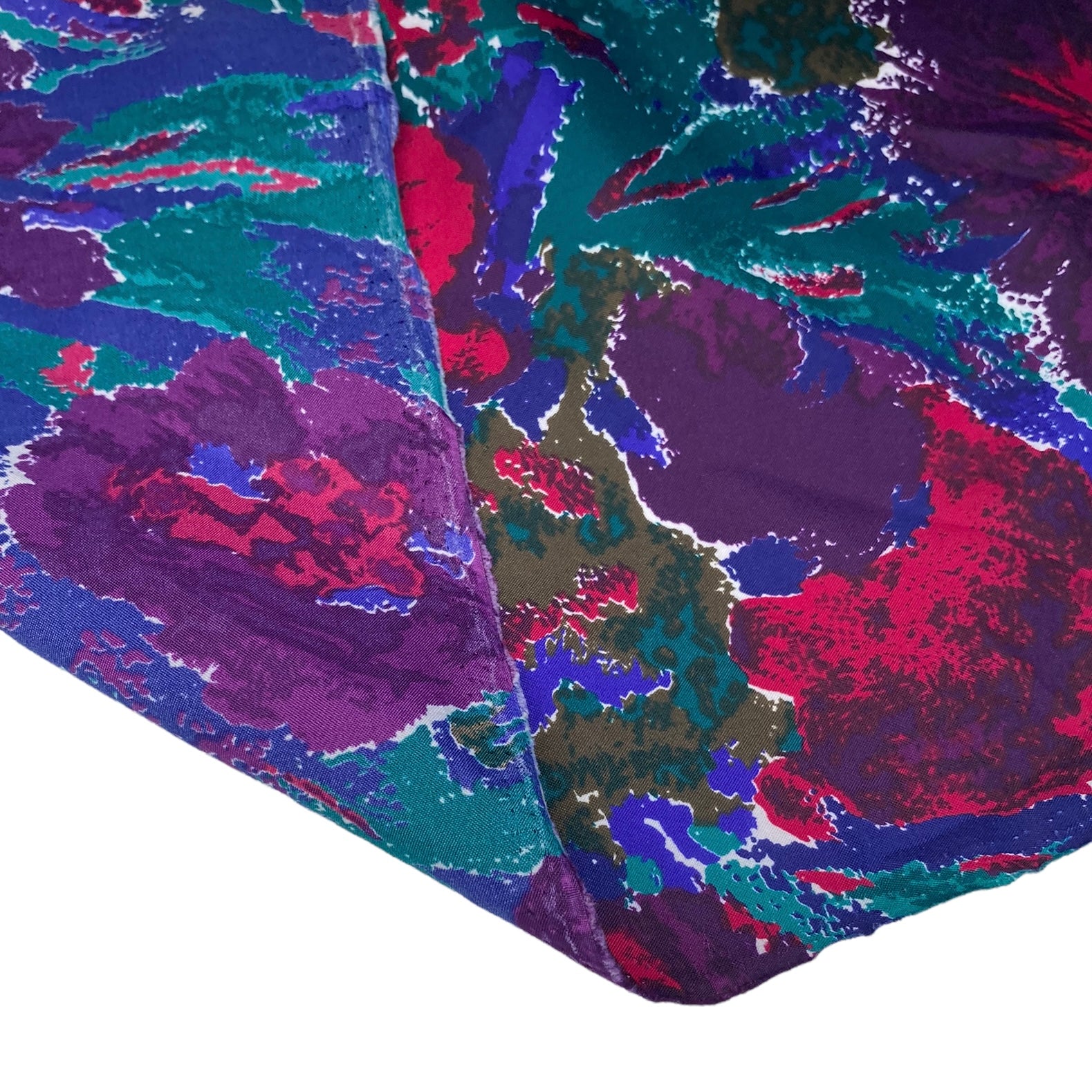 Floral Printed Polyester - 44” - Purple/Green/Blue