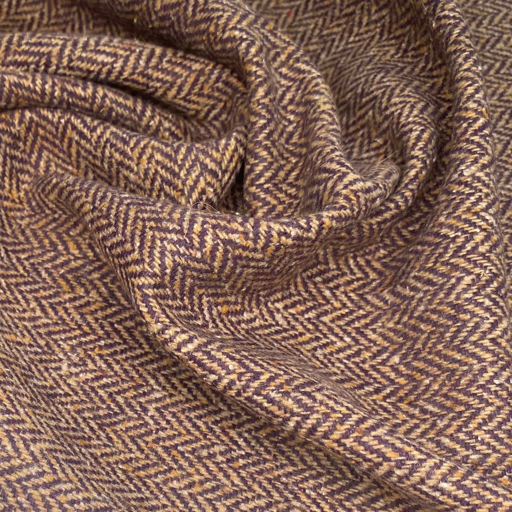 Herringbone Wool - Brown/Purple