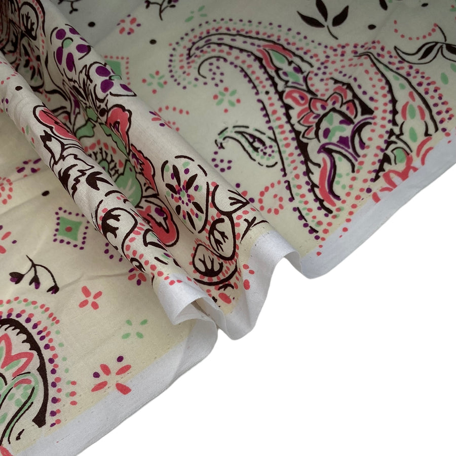 Printed Cotton Voile - Floral/Paisley - Beige/Brown/Pink