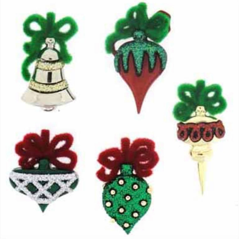 Novelty Christmas Buttons - Ornaments - 5pcs