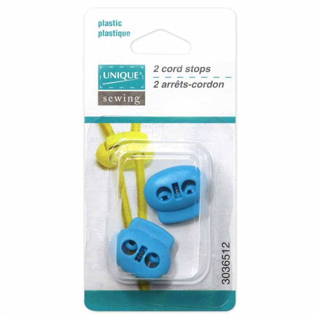 Plastic Two Hole Cord Stops - Black - 2 pcs