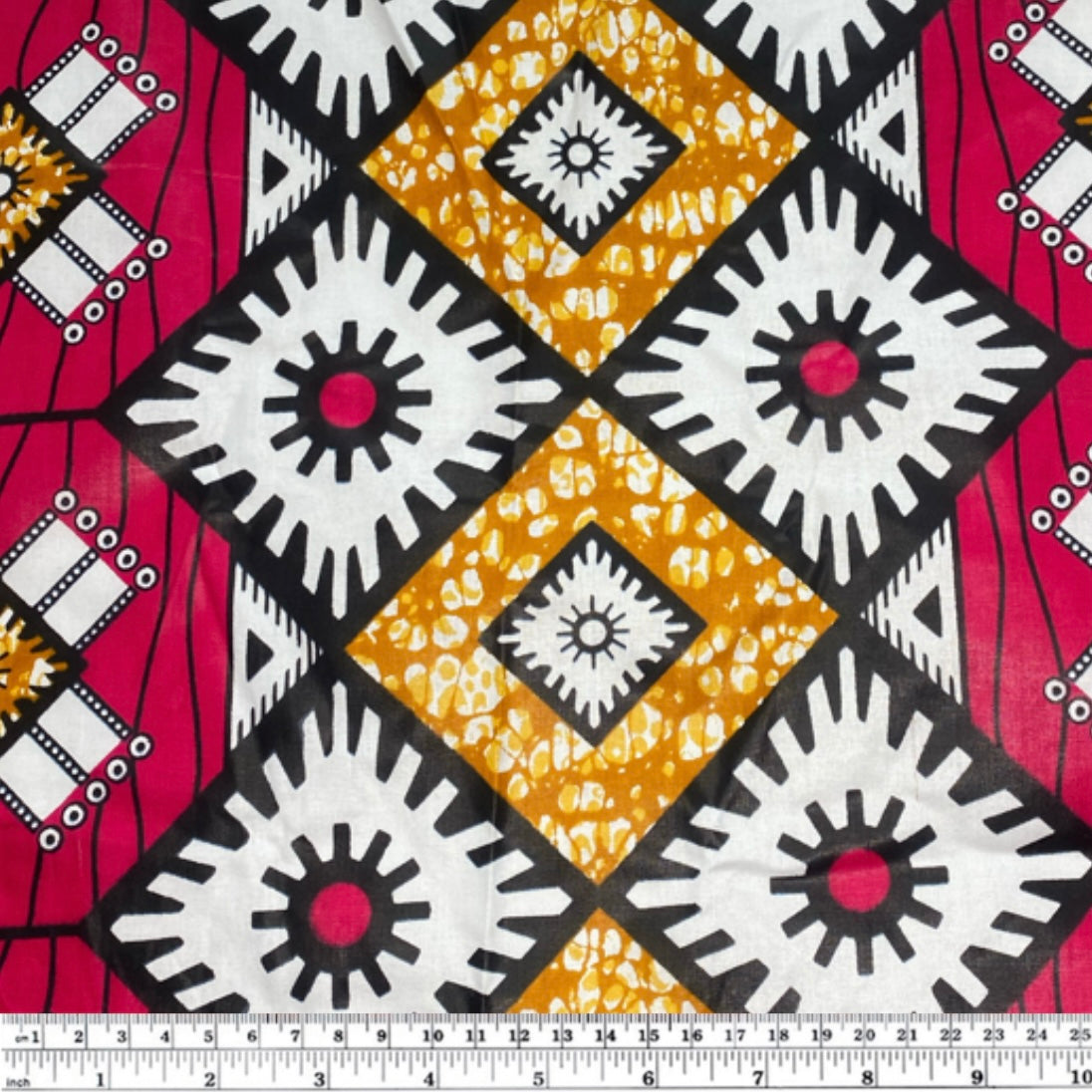 Waxed African Printed Cotton - Veritable - Multi-Colour / Pink