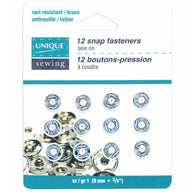 Sew On Snap Fasteners - 9mm (3/8″) - 12 sets - White