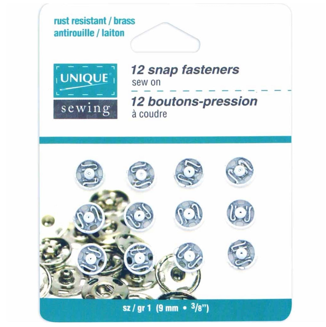 Sew On Snap Fasteners - 9mm (3/8″) - 12 sets - White
